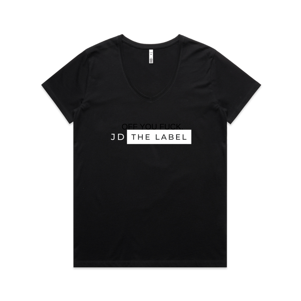 JD The Label Logo V Neck Tee