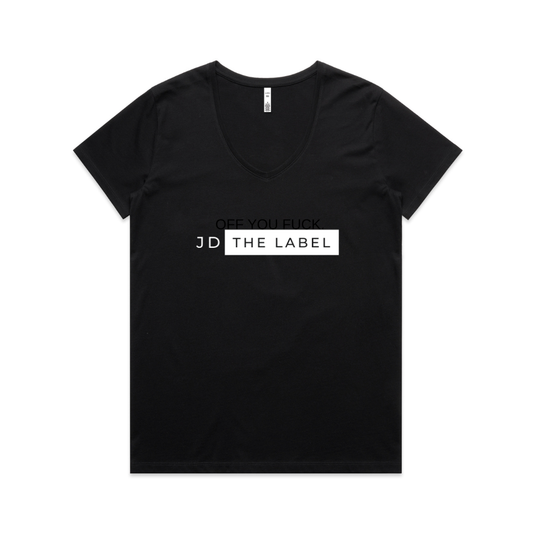 JD The Label Logo V Neck Tee